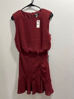 Express Burgundy Ruched Mini Dress Sleeveless XS New With Tags